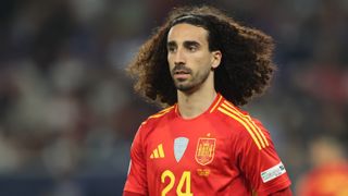 Marc Cucurella of Spain reacts during the UEFA Nations League 2025 semifinal match between Spain and France at Stuttgart Arena on June 05, 2025 in Stuttgart, Germany.