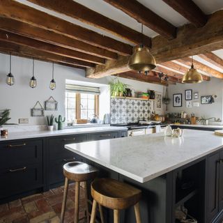 black country kitchen with wooden beams