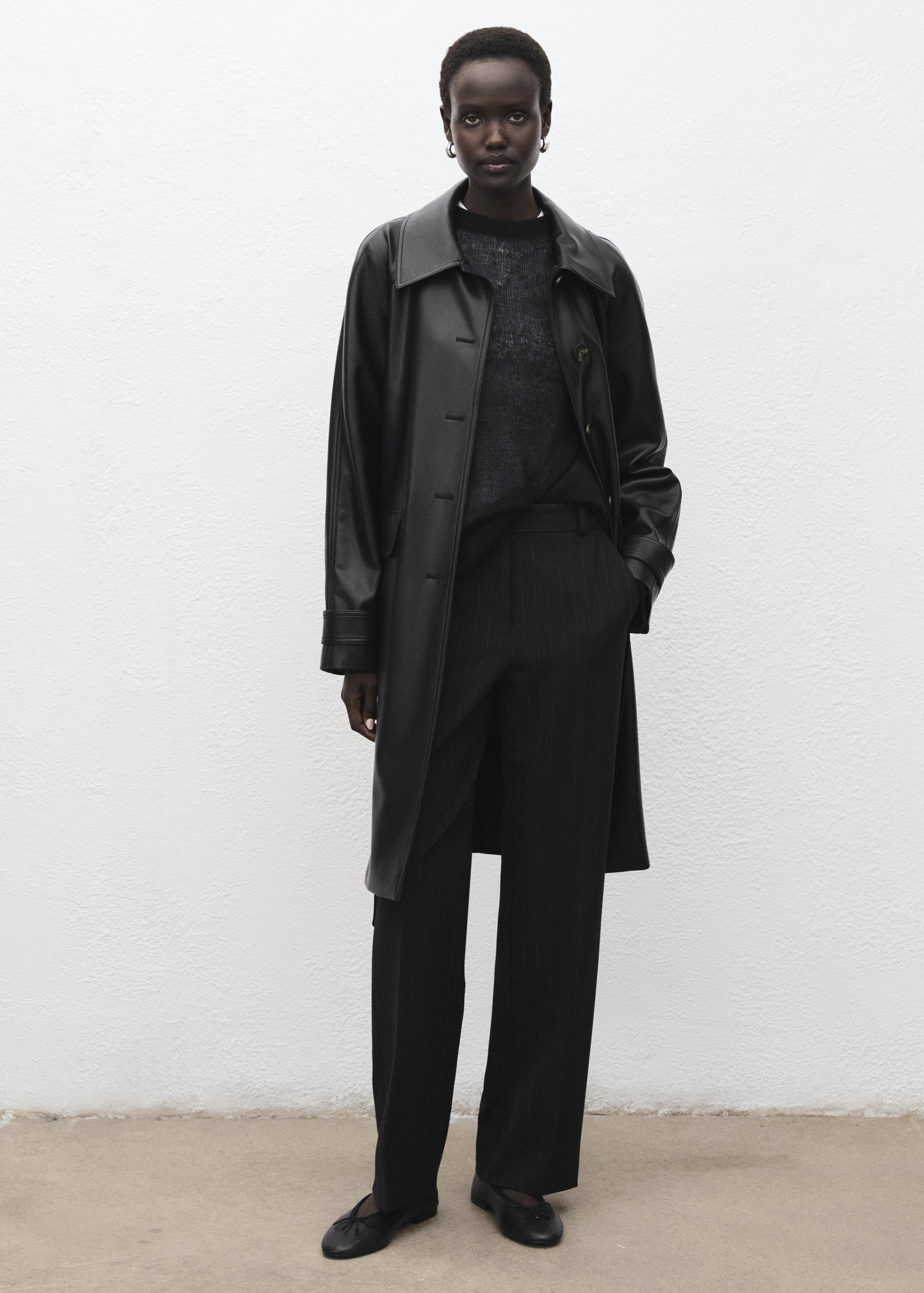 Long Leather-Effect Trench Coat With Belt - Women | Mango United Kingdom