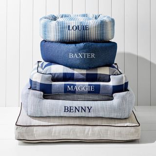 blue dog beds on a white background