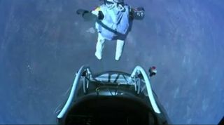 Felix Baumgartner makes the highest skydive ever Oct. 14, 2012.