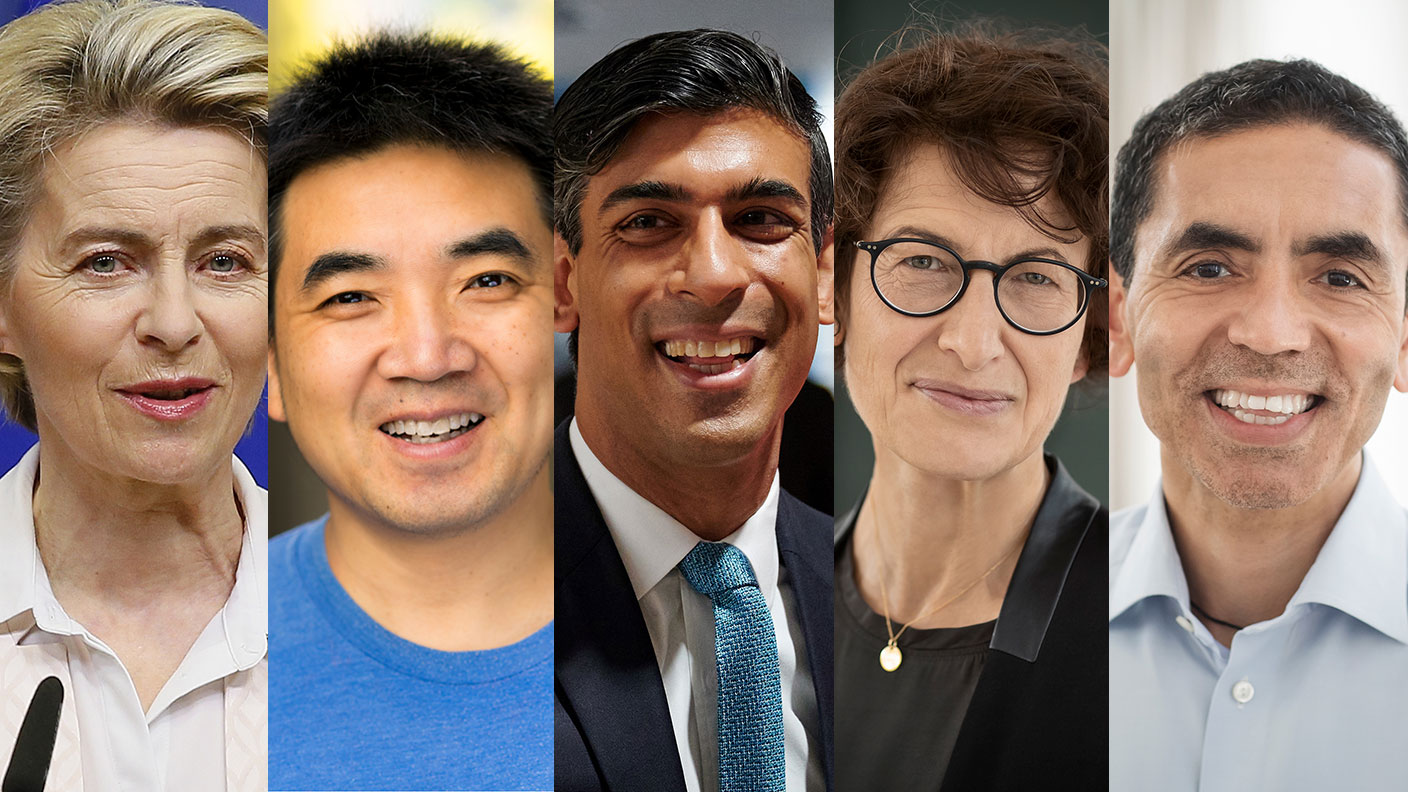 Ursula von Der Leyen, Eric Yuan, Rishi Sunak, Ugur Sahin and Ozlem Tureci 