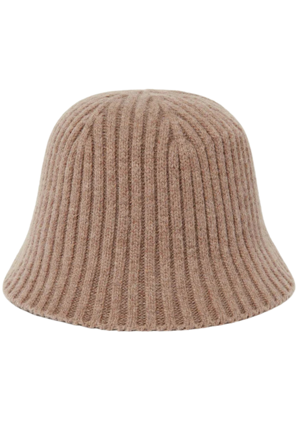 Wool Ribbed Knit Bucket Hat - Toast