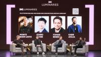 A panel in the "GDC Luminaries" series of talks from GDC 2026, featuring four industry figures seated on stage.