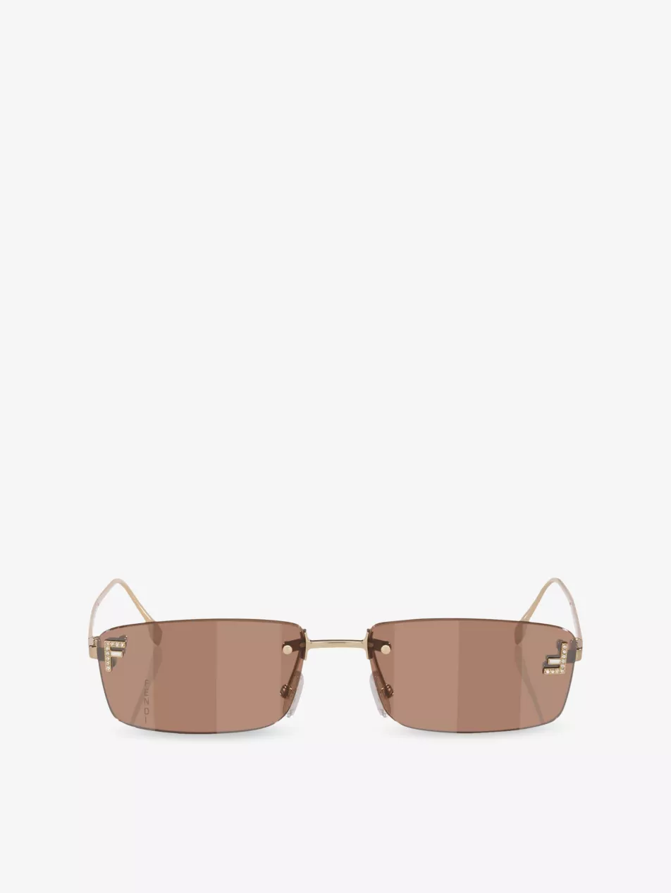 Fe4172us First Crystals Square-Frame Metal Sunglasses