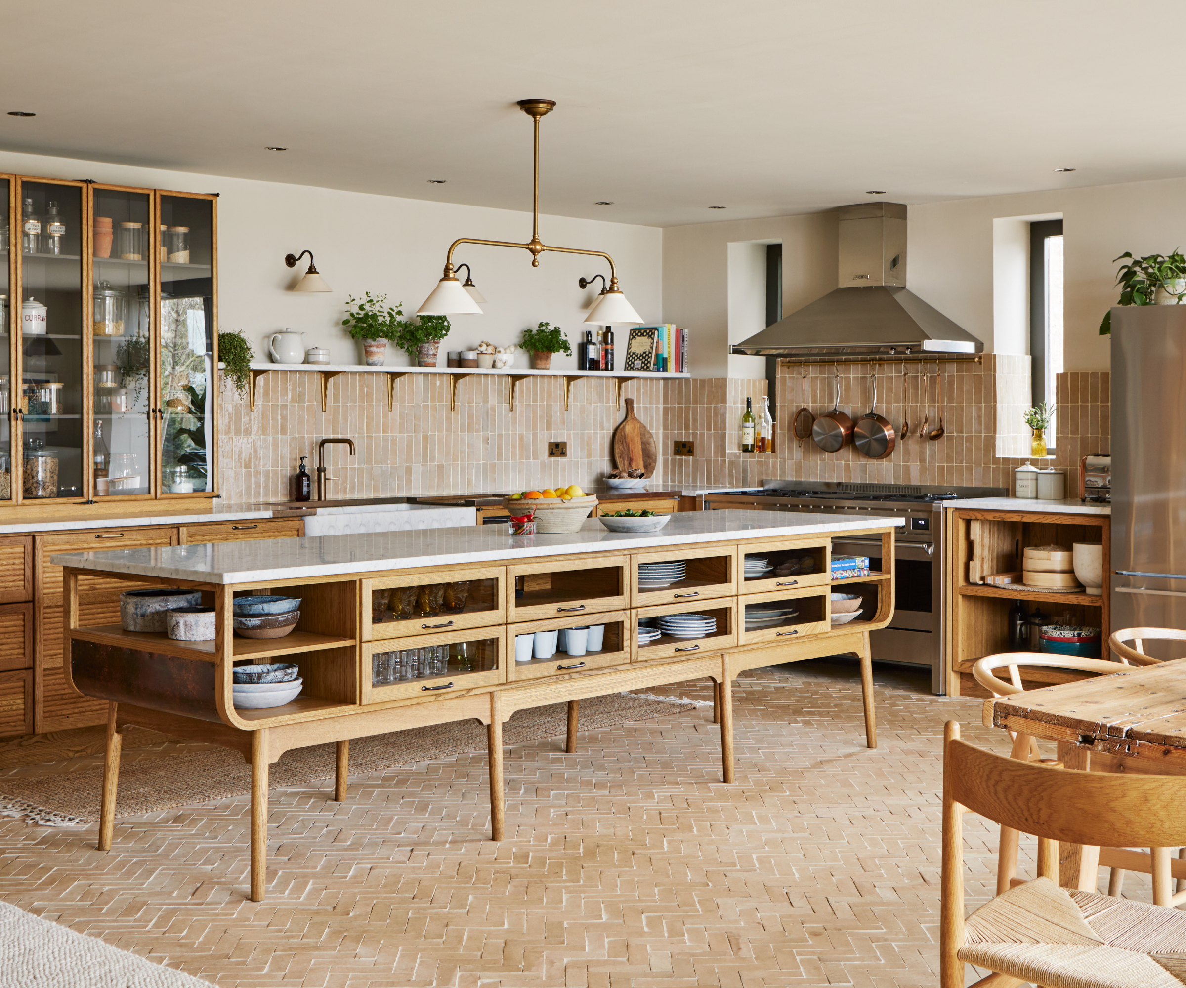 Terracotta encaustic tiles from Bert &amp;amp; May in rustic kitchen