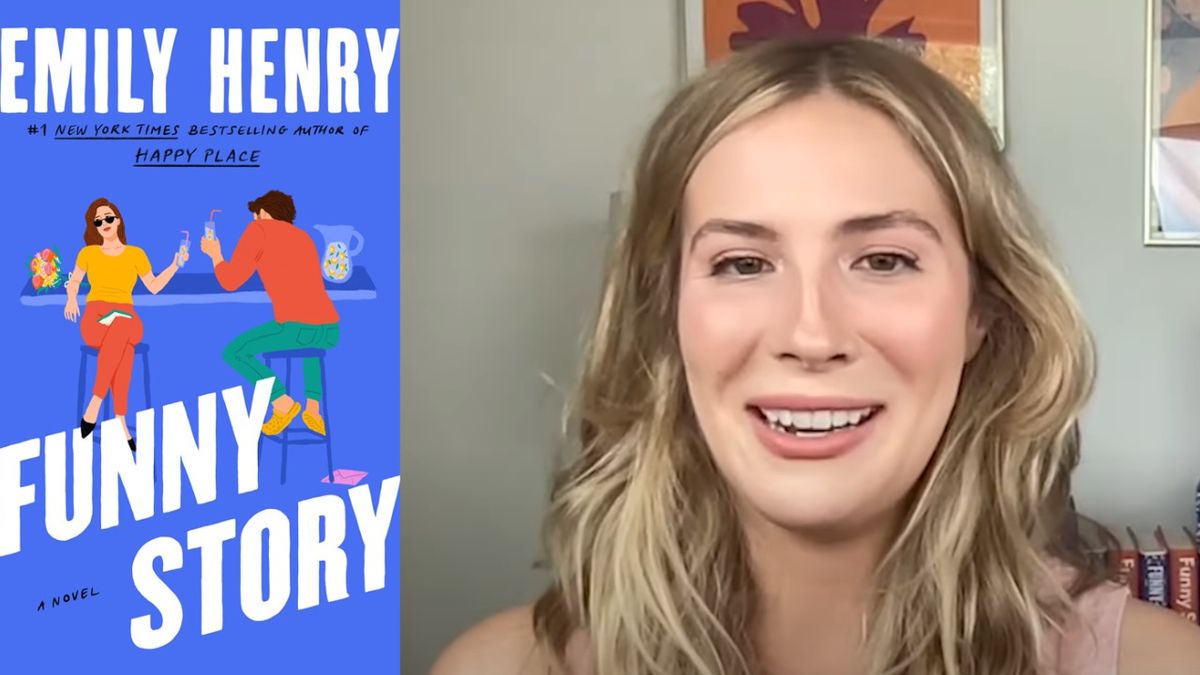 The cover for Funny Story and Emily Henry in an interview with Us Weekly. 