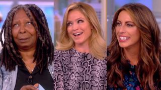 Whoopi Goldberg rolling her eyes as Sara Haines and Alyssa Farah Griffin laugh on The View