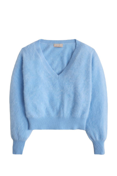 J.Crew, Brushed Cashmere Cropped V-Neck Sweater