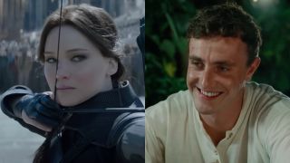 Jennifer Lawrence as Katniss in Mockingjay- Part 2 in a side-by-side photo with Paul Mescal from Aftersun.