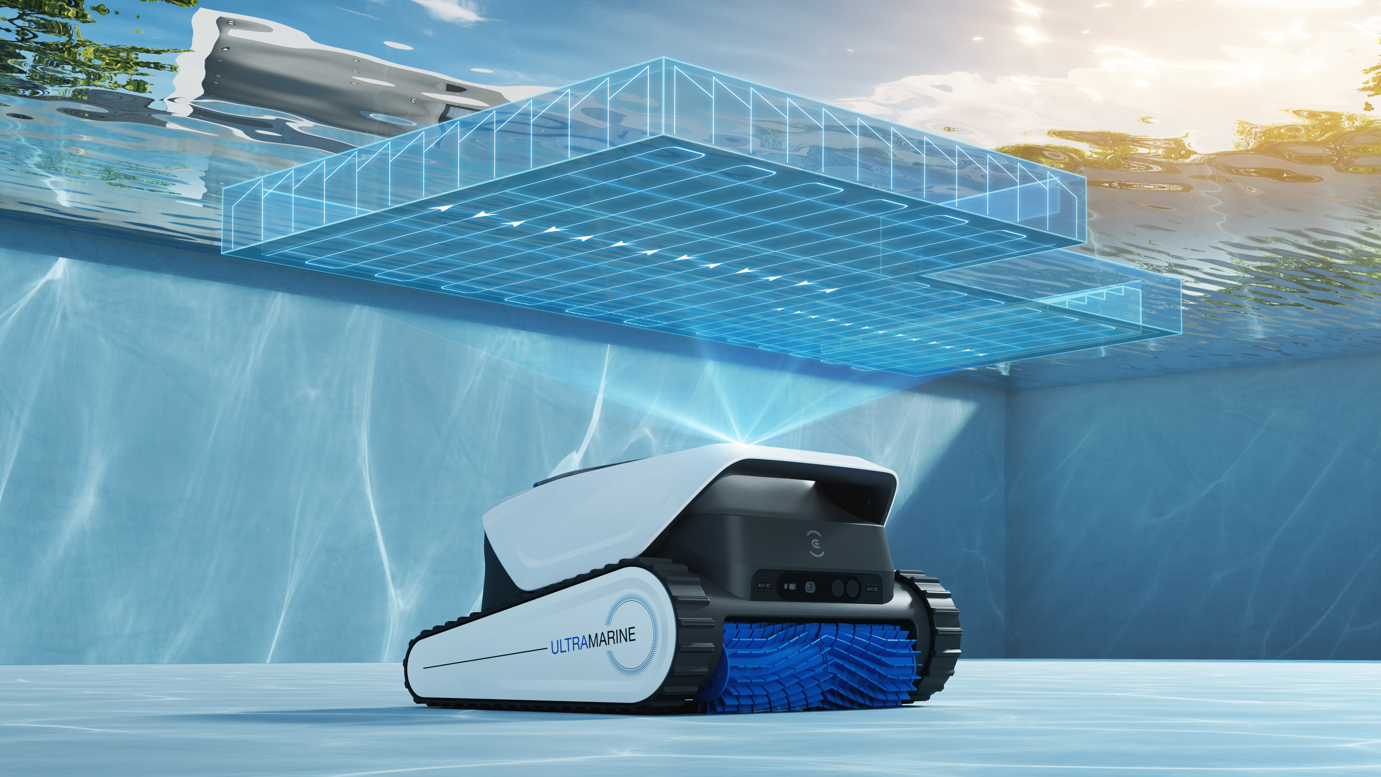 Ecovacs Ultramarine pool cleaner in pool setting