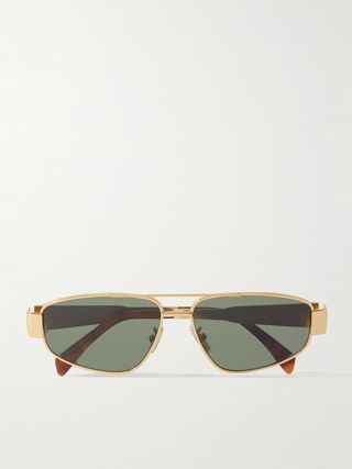 Gold- und schildpattfarbene Acetat-Sonnenbrille von Triomphe Aviator