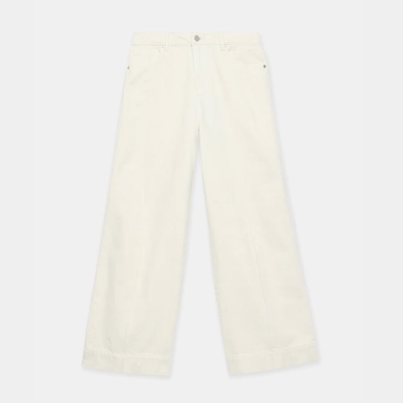 A cutout of cream wide leg jeans by Mint Velvet