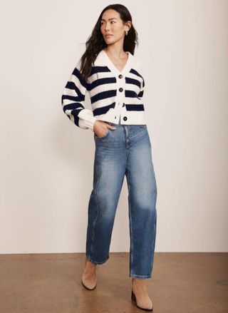 Mid Indigo Barrel Leg Jeans