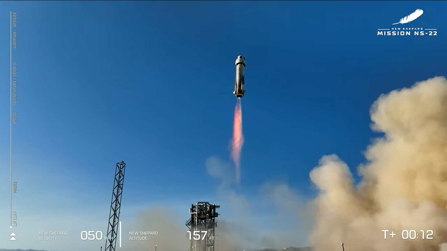 Liftoff on Blue Origin's NS-22 mission on Aug. 4, 2022.