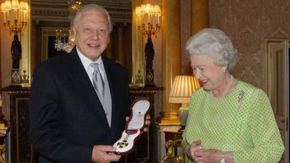 HM The Queen Elizabeth II Awards Baroness Boothroyd and Sir David Attenborough the Insignia of the Order of Merit