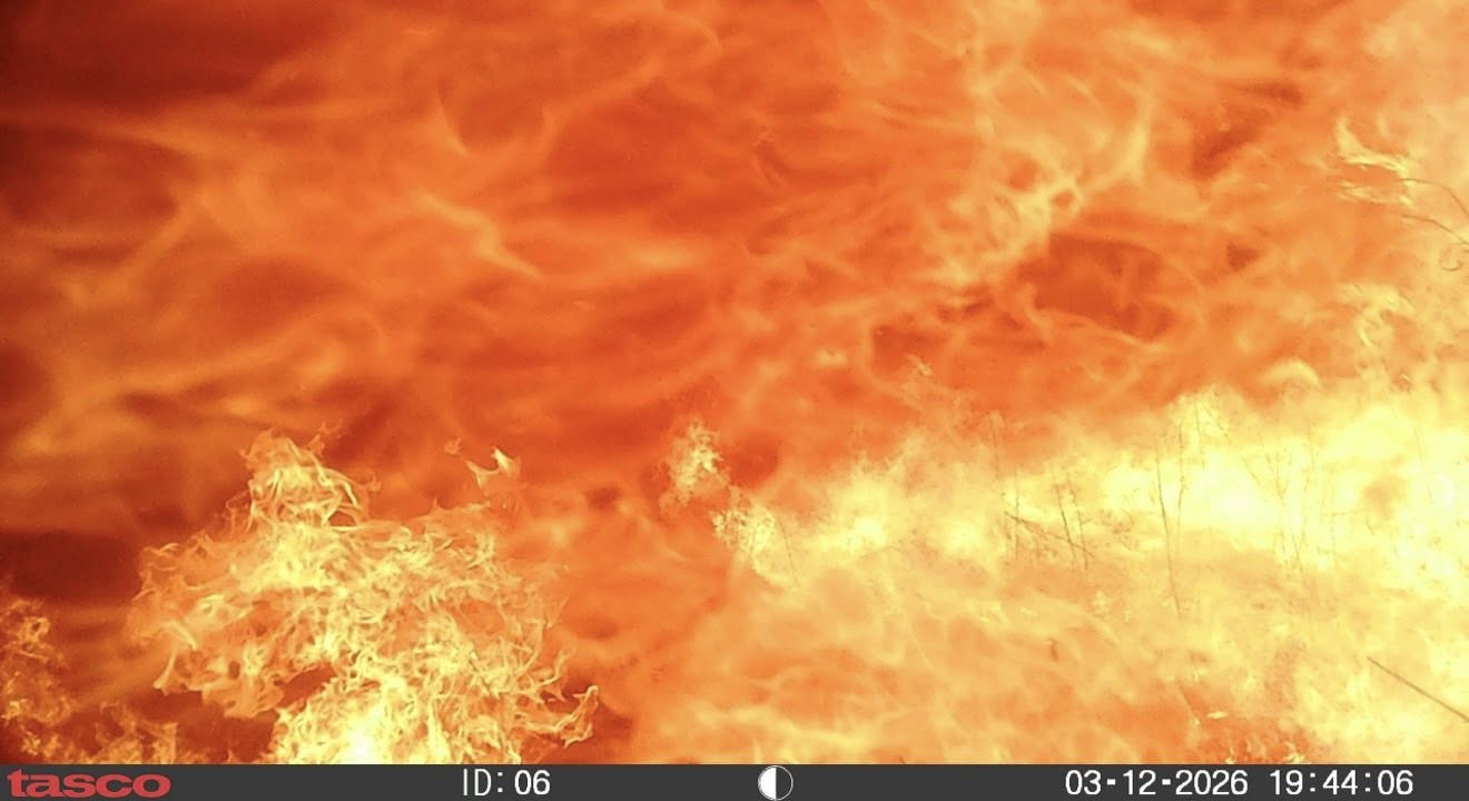 A trail camera went through one of the Nebraska wildfires on March 12, 2026