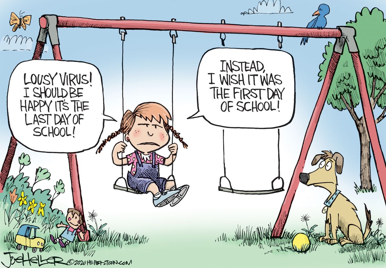 Editorial Cartoon U.S. coronavirus school year summer