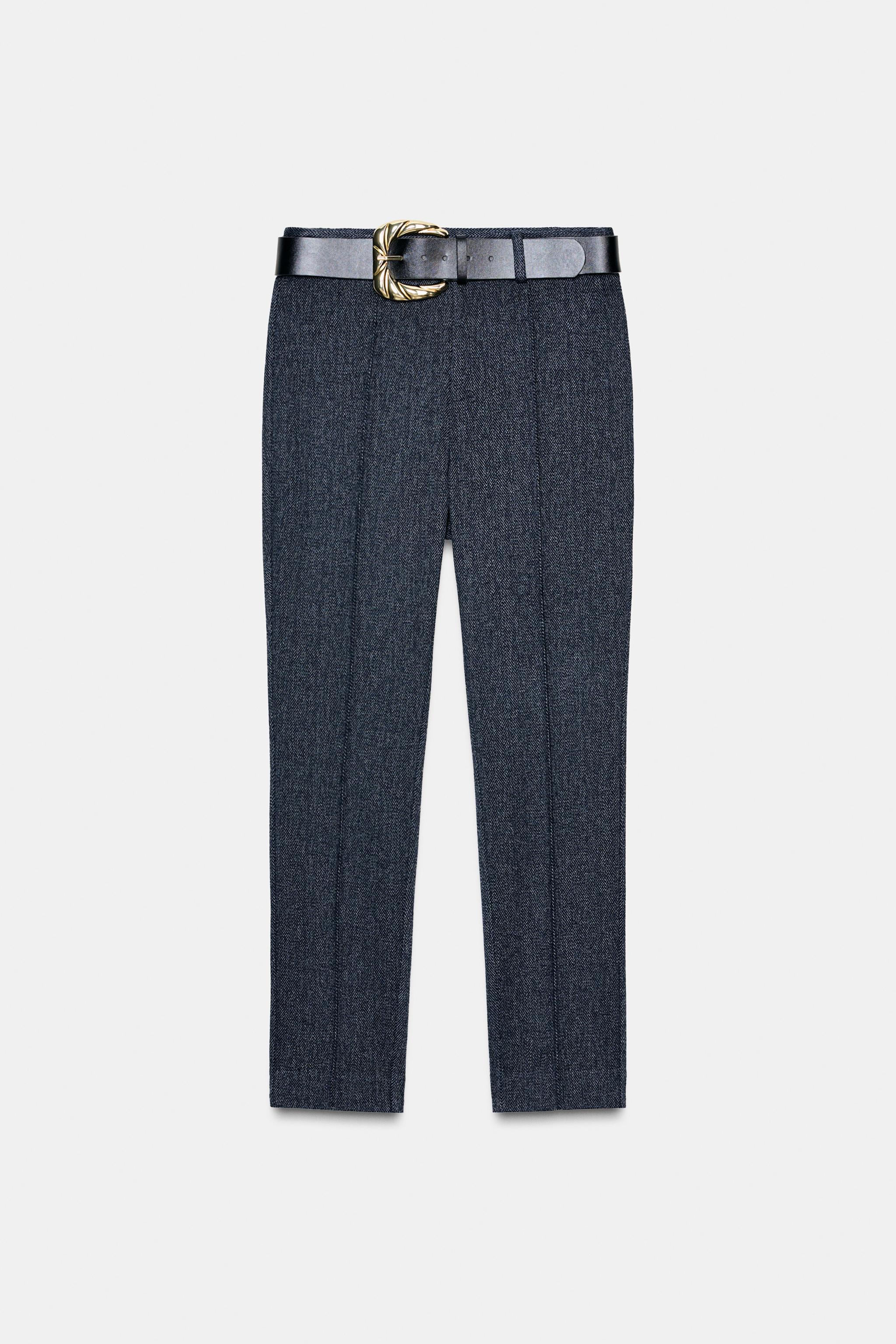 Herringbone Belted Pants