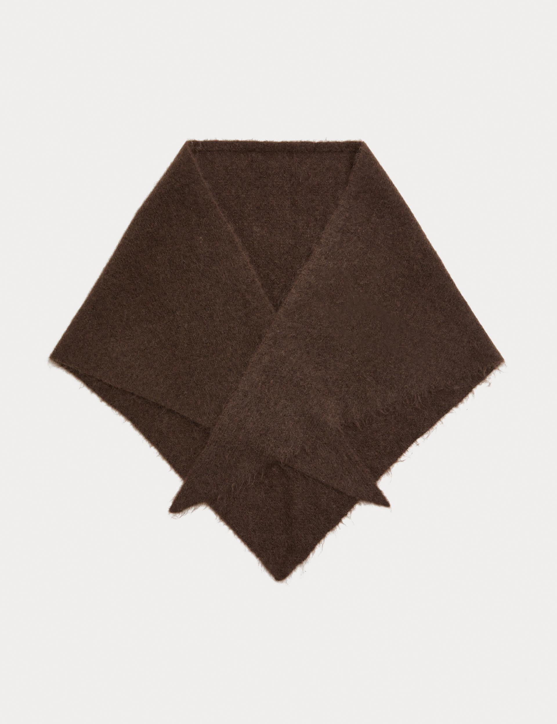 Knitted Textured Triangle Scarf With Wool