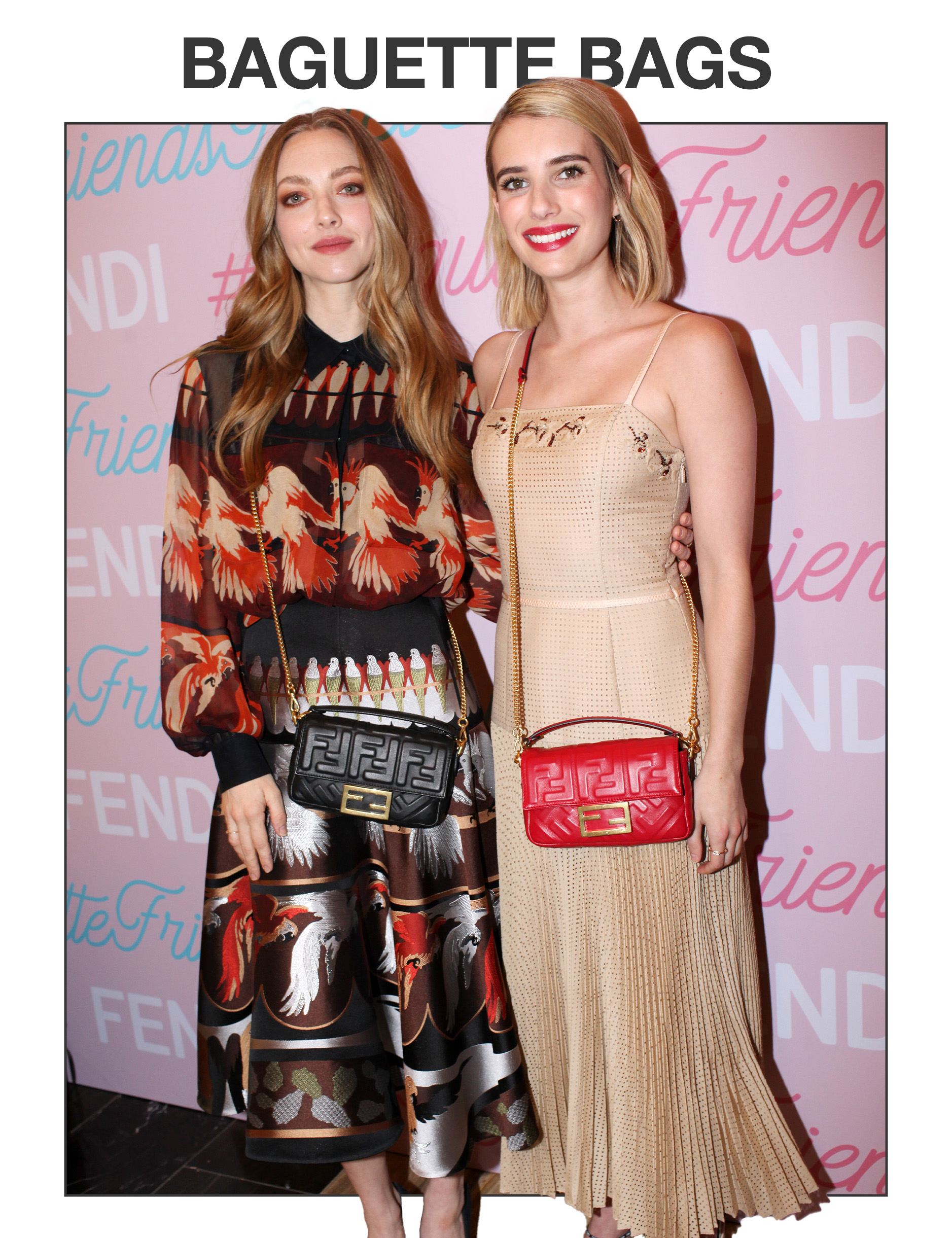 Amanda Seyfried and Emma Roberts wearing Baguette Bags.