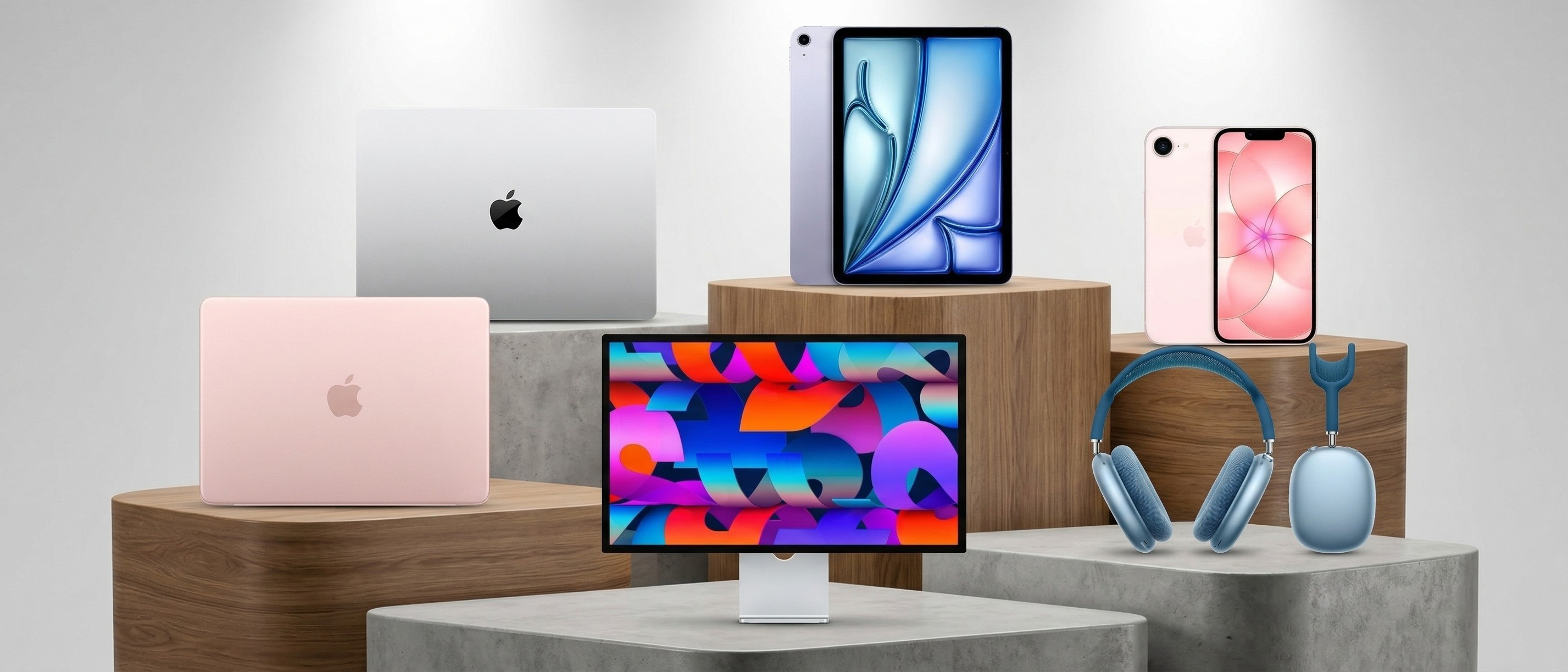 Selection of Apple products on a podium