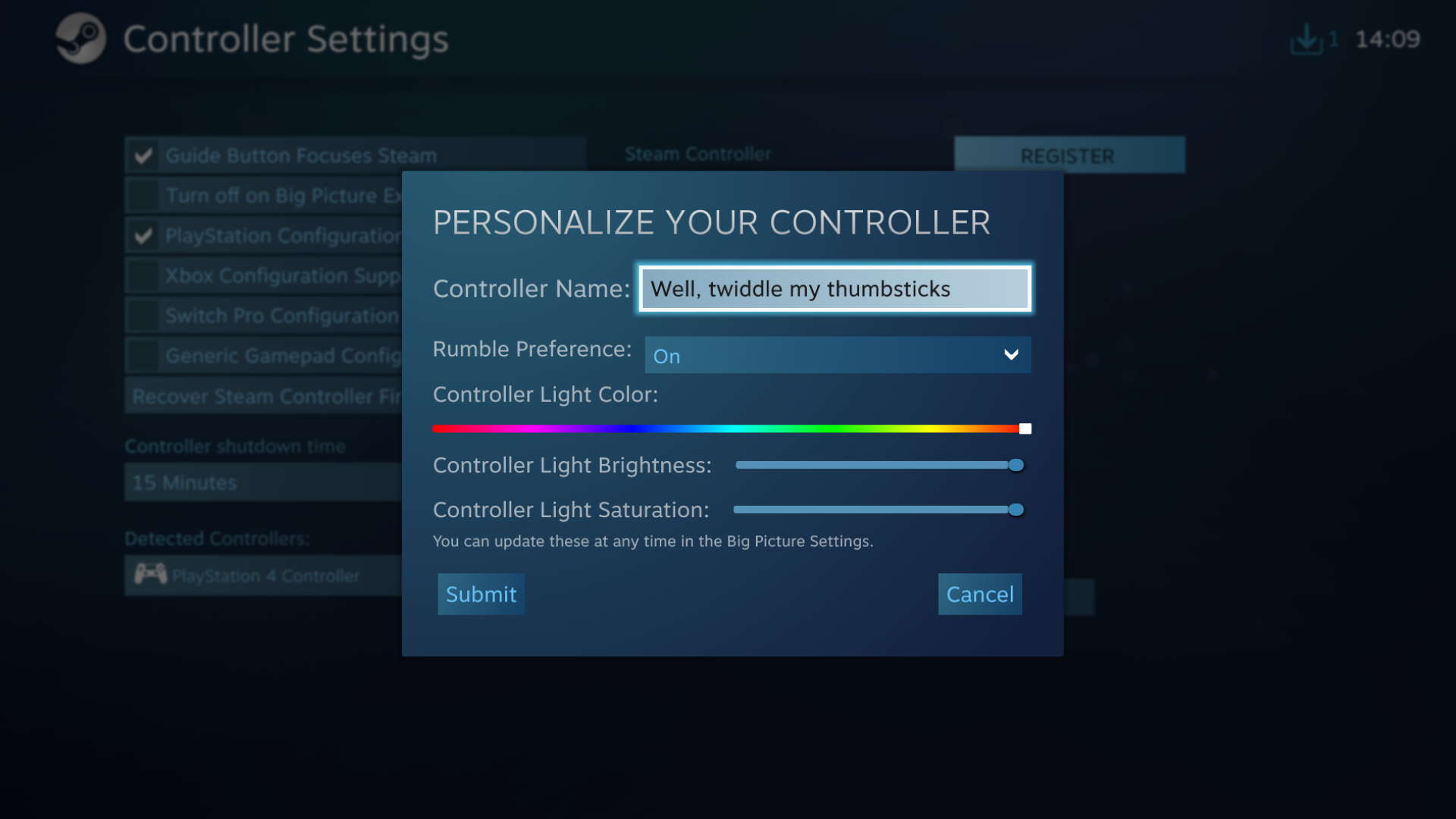Personalize your controller menu in Steam