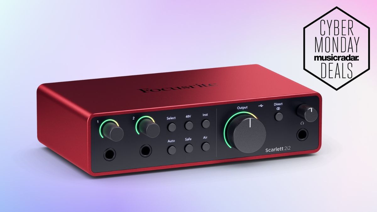 A Focusrite Scarlett 2i2 4th Gen audio interface