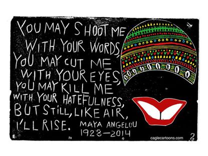 Editorial cartoon Maya Angelou