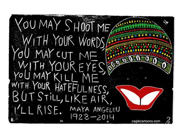 Editorial cartoon Maya Angelou