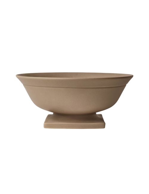 11" Raw Ceramic Pedestal Bowl Taupe