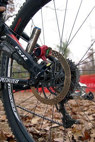 Overend uses a coated NoTubes aluminum rotor