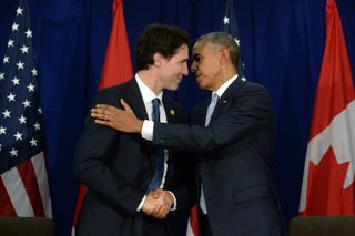 Justin Trudeau and Barack Obama at the APEC Summit in the Philippines, November 2015