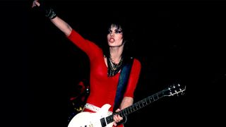 Musician Joan Jett performs at the Holiday Star Theater, Chicago, Illinois, March 27, 1985. 