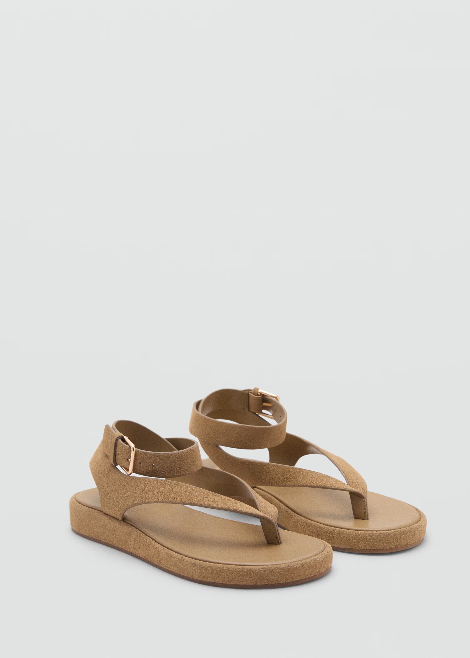 MANGO, Split Leather Sandals With Buckle - Women | Mango United Kingdom