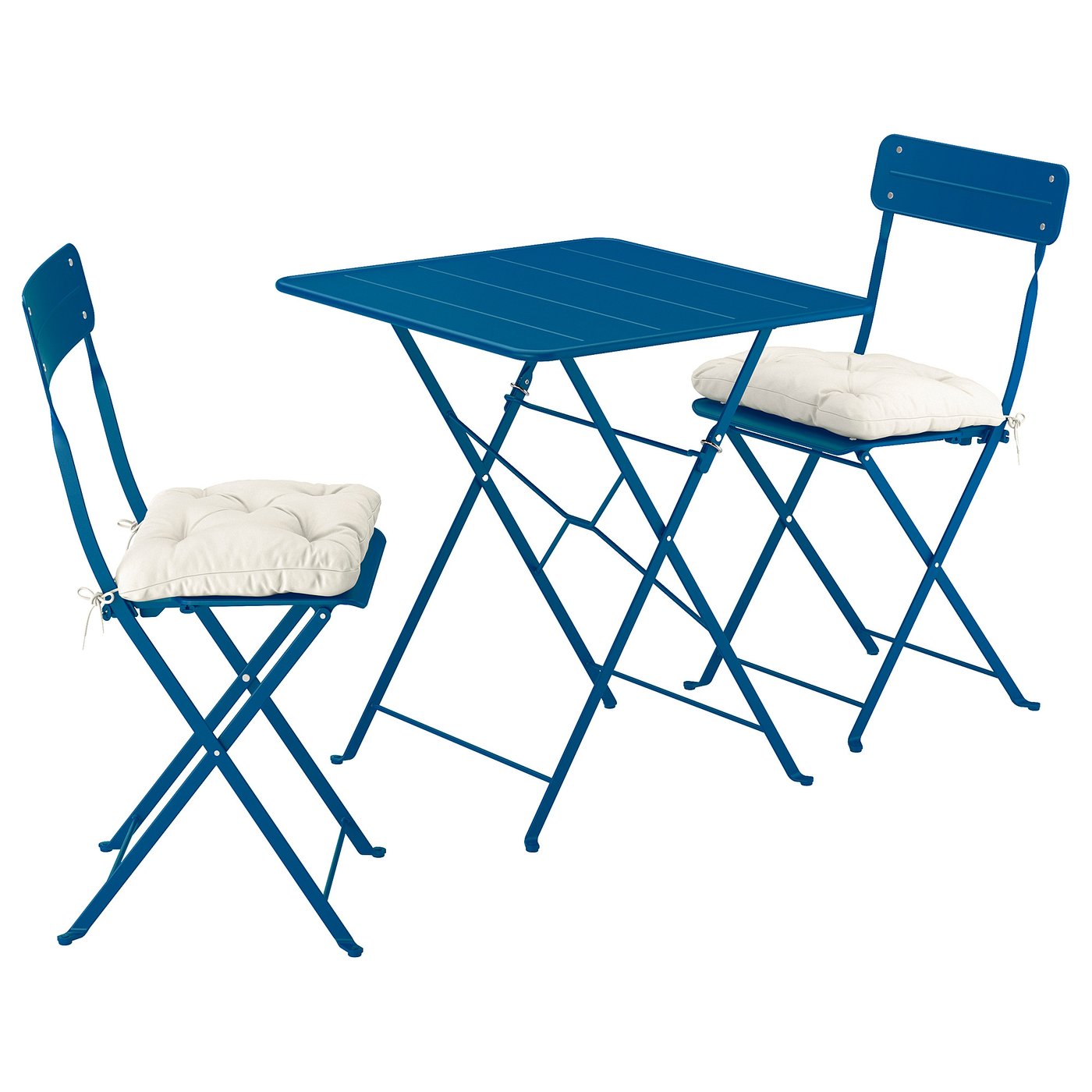 Sunds&amp;Ouml; Table and 2 Folding Chairs - Outdoor Dark Blue/dark Blue Kuddarna Light Gray-Beige 25 5/8x25 5/8 "