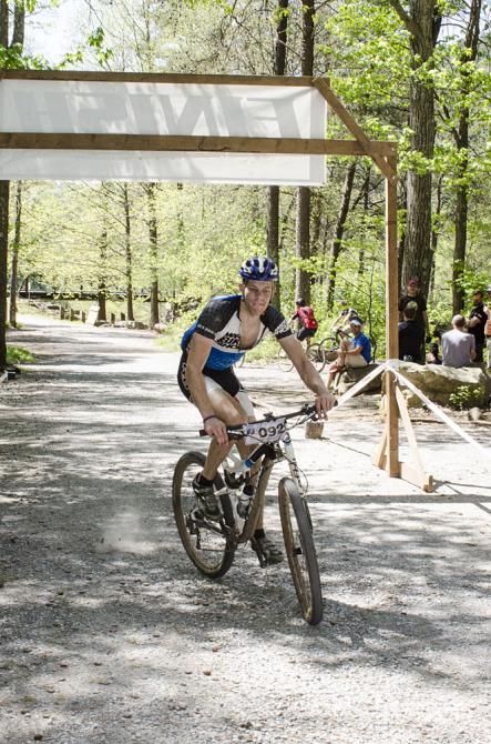 A rider finishes up