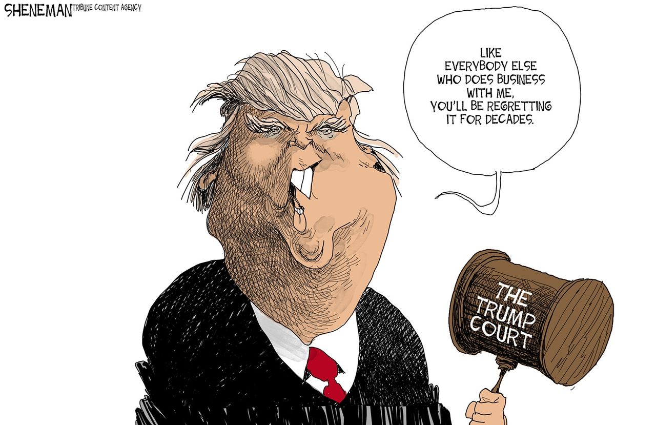 Political cartoon U.S. Trump business politics Supreme Court