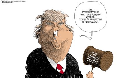 Political cartoon U.S. Trump business politics Supreme Court