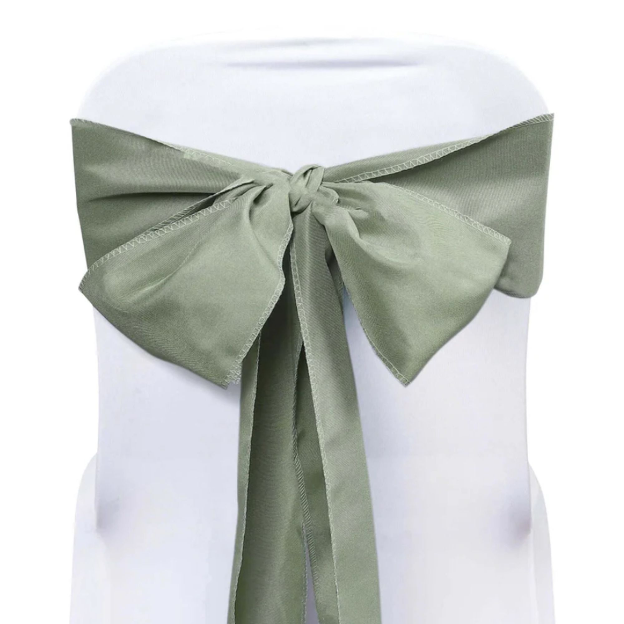 Sage green bow on chair back