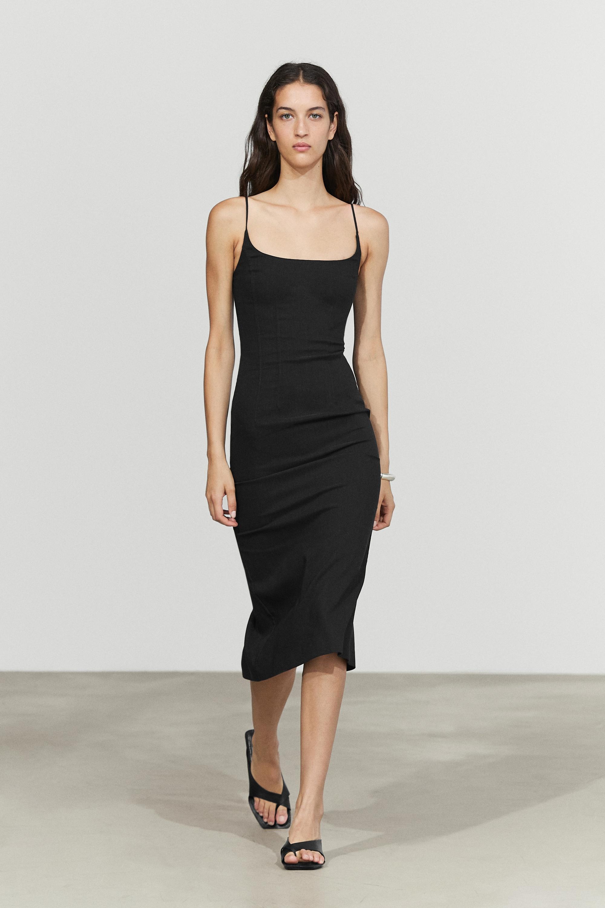 Massimo Dutti, Linen-Blend Thin Strap Midi Dress