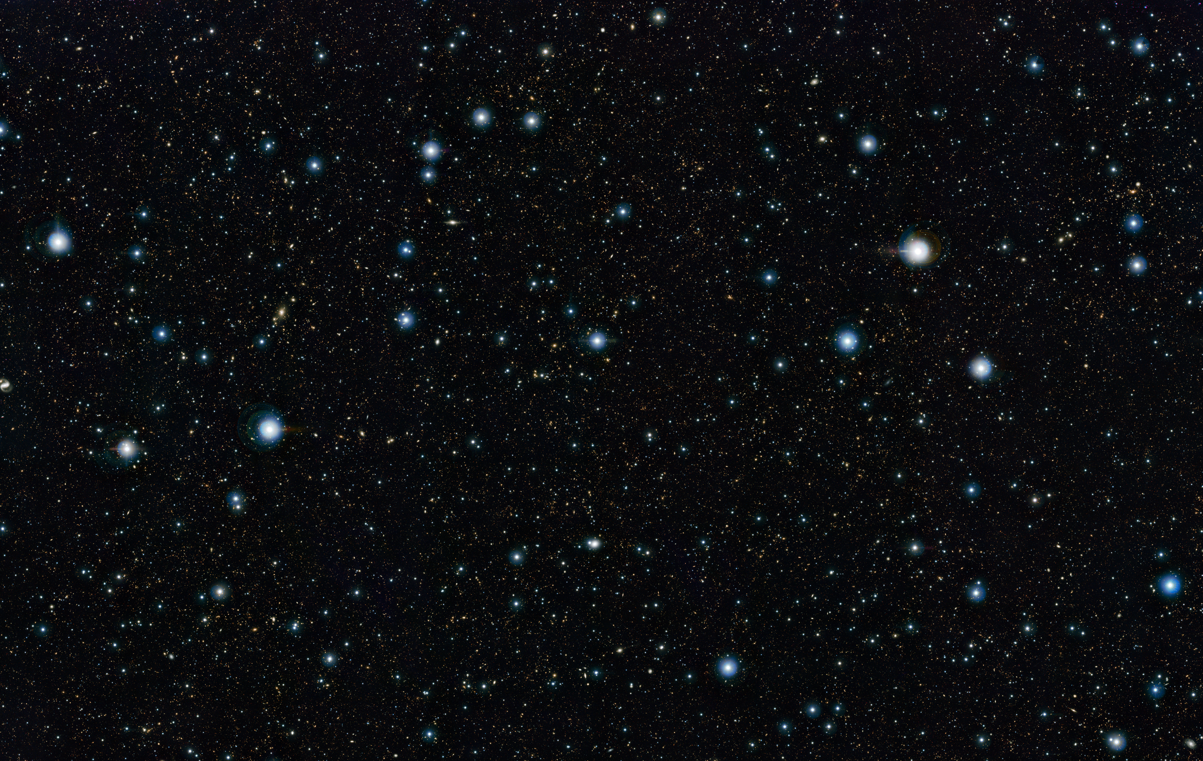 This picture shows a region of the sky known as the COSMOS field in the constellation of Sextans (The Sextant).