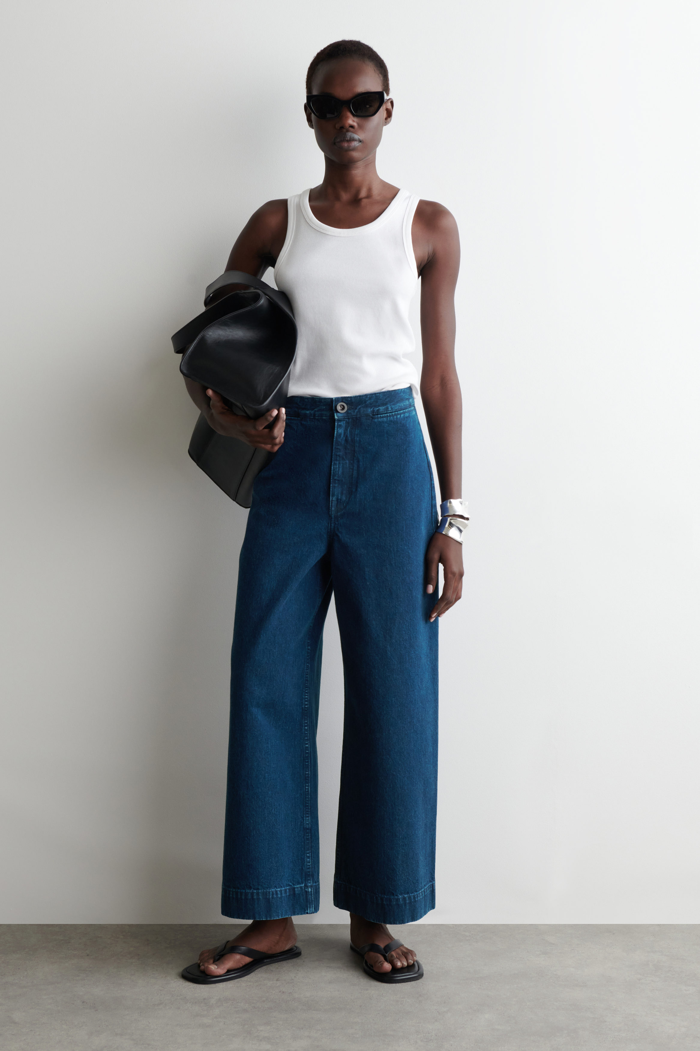 Wide-Leg Denim Trousers