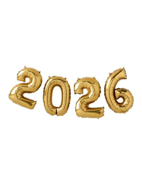 New Year's Eve '2026' Gold Foil Balloon Banner