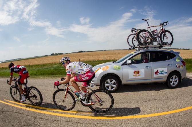 Silvan Dillier (BMC) and Serghei Tvetcov (Jelly Belly) spent most of the day off by themselves.