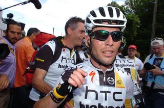 Mark Cavendish (HTC-Highroad) was the centre of attention at the finish.