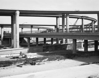 A bridge with multiple pillars