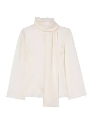 Silk Foulard Long-Sleeve Top