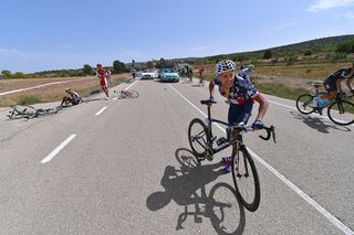 US champion Larry Warbasse was forced to abandon after a crash during stage 7 at the Vuelta