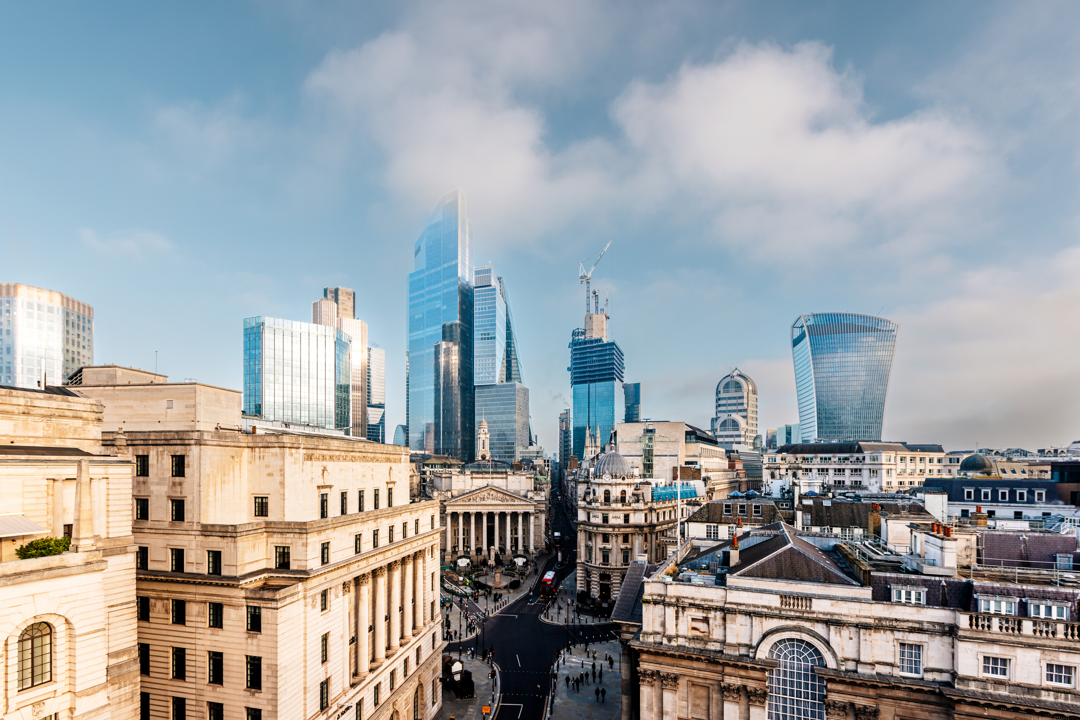 Aerial view of banking district of London